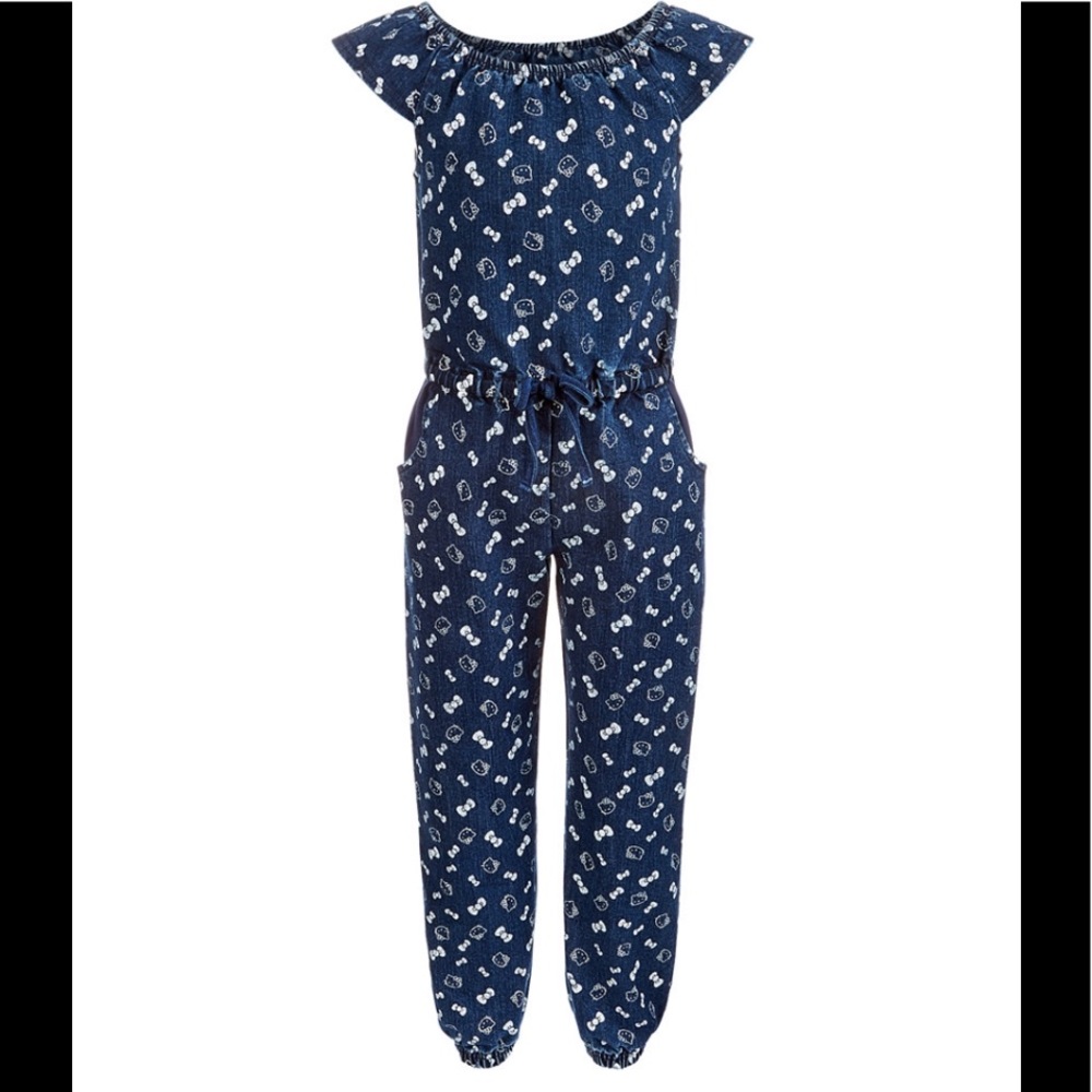Hello Kitty denim shirt sleeve jumpsuit 4 - Picture 1 of 6